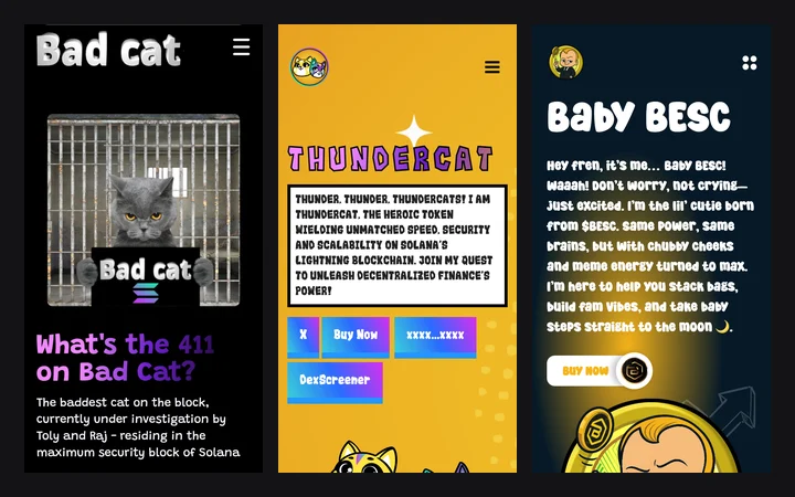 Meme coin websites by That Crypto Bro