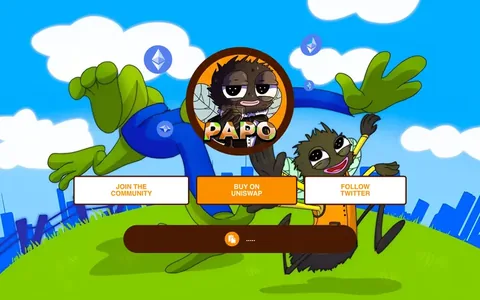 Papo Coin meme coin website, a blue hero